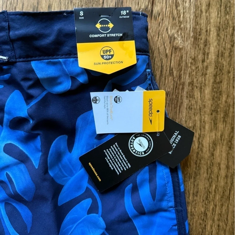 Speedo Men's Elastic Board Swim Trunks Swimwear Bottoms Shorts UPF 50+, Blue S